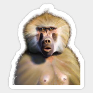 Cute Baboon Drawing Sticker